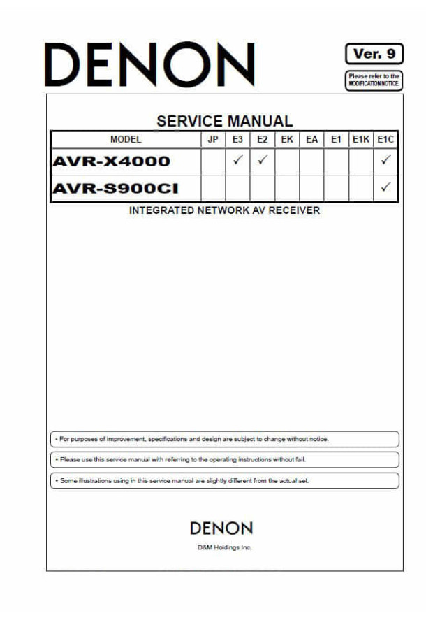 AVR-X4000, AVR-S900CI Ver.9